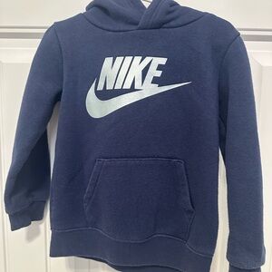 Nike Kids Dark Blue Hoodie with White Logo